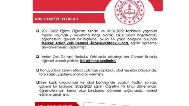 Anıl Cömert okulu eğitime açıldı 